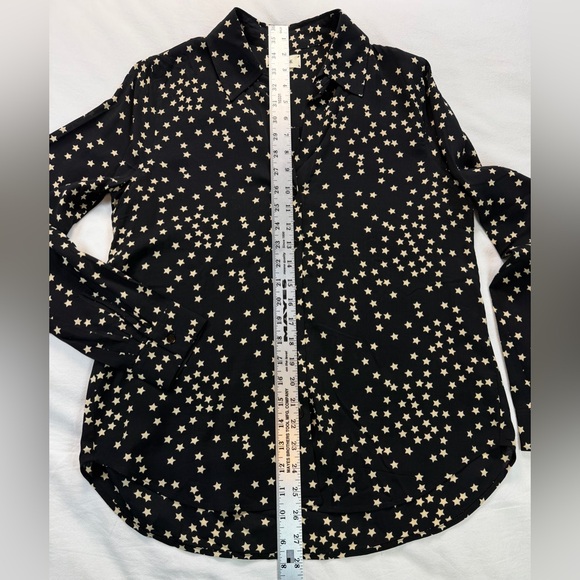 L’agence Holly Black and White Star Button Up Collared Blouse Small - Picture 5 of 10